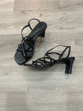 Unlisted Strappy Black Mid-Heel Sandals